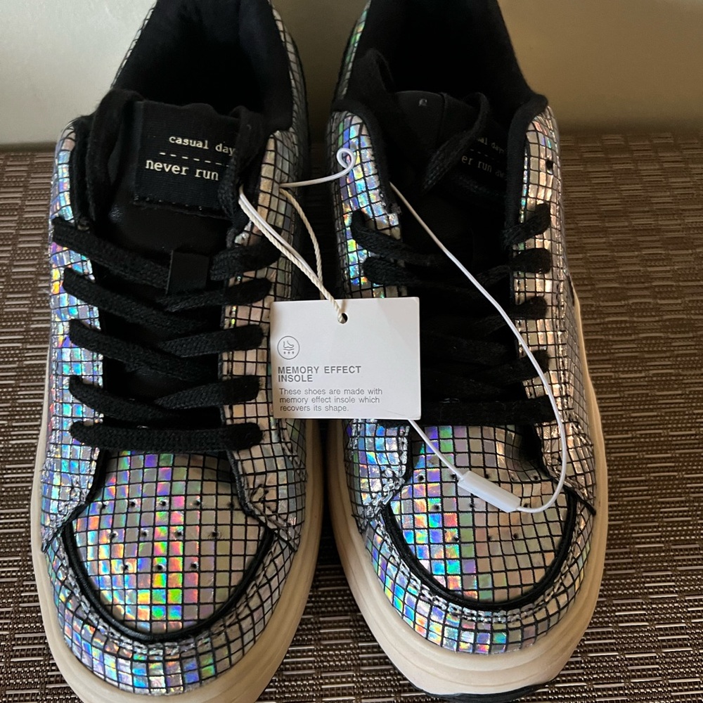 Zara metalic platform sneakers size 7